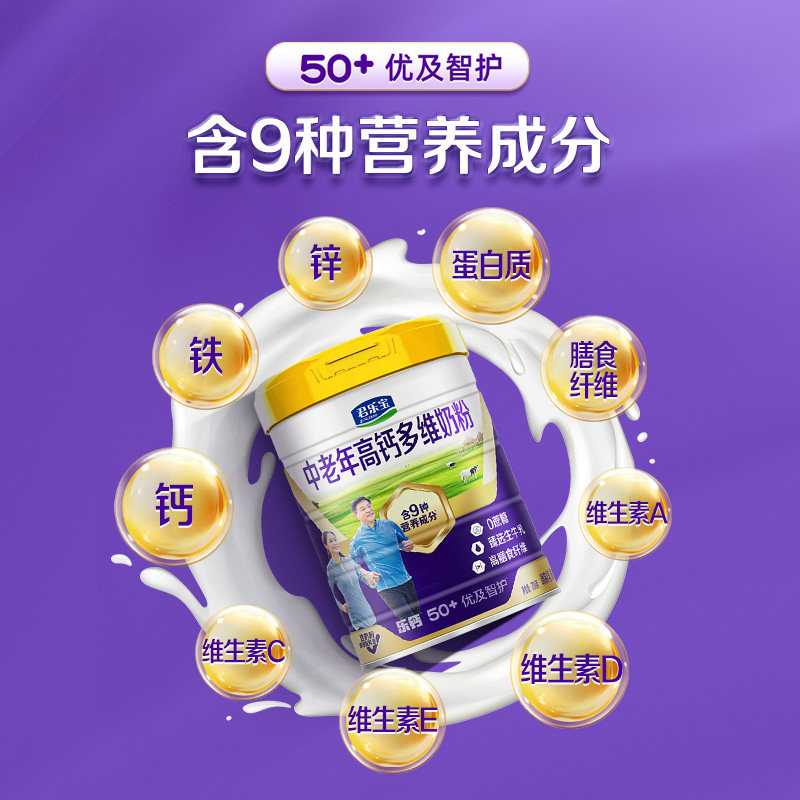 君乐宝奶粉成人优及智护高钙多维中老年人奶粉高钙高蛋白质700g*2