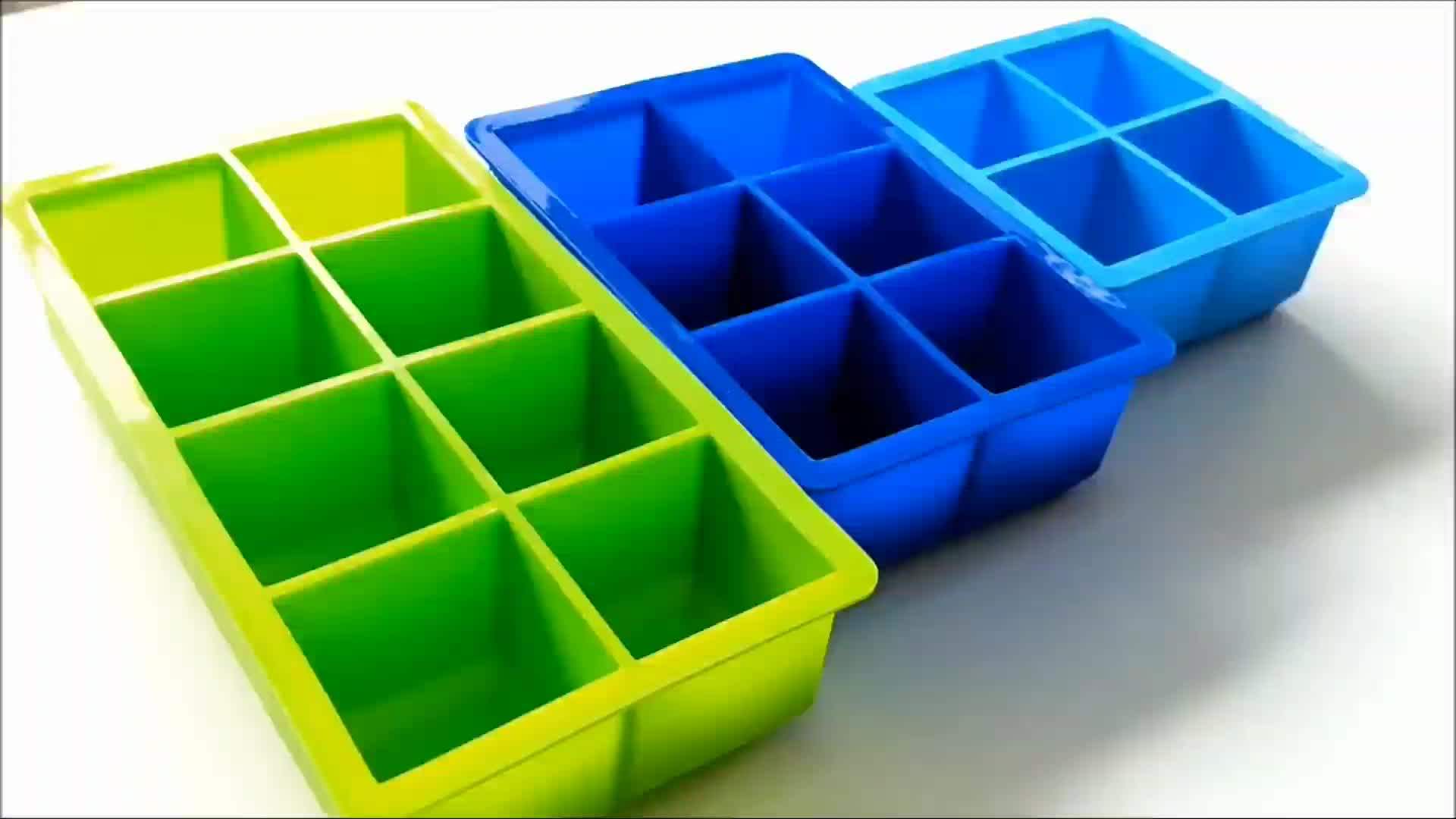 Bpa Free 6 Cavity Large Square Silicone Ice Cube Trays Maker With