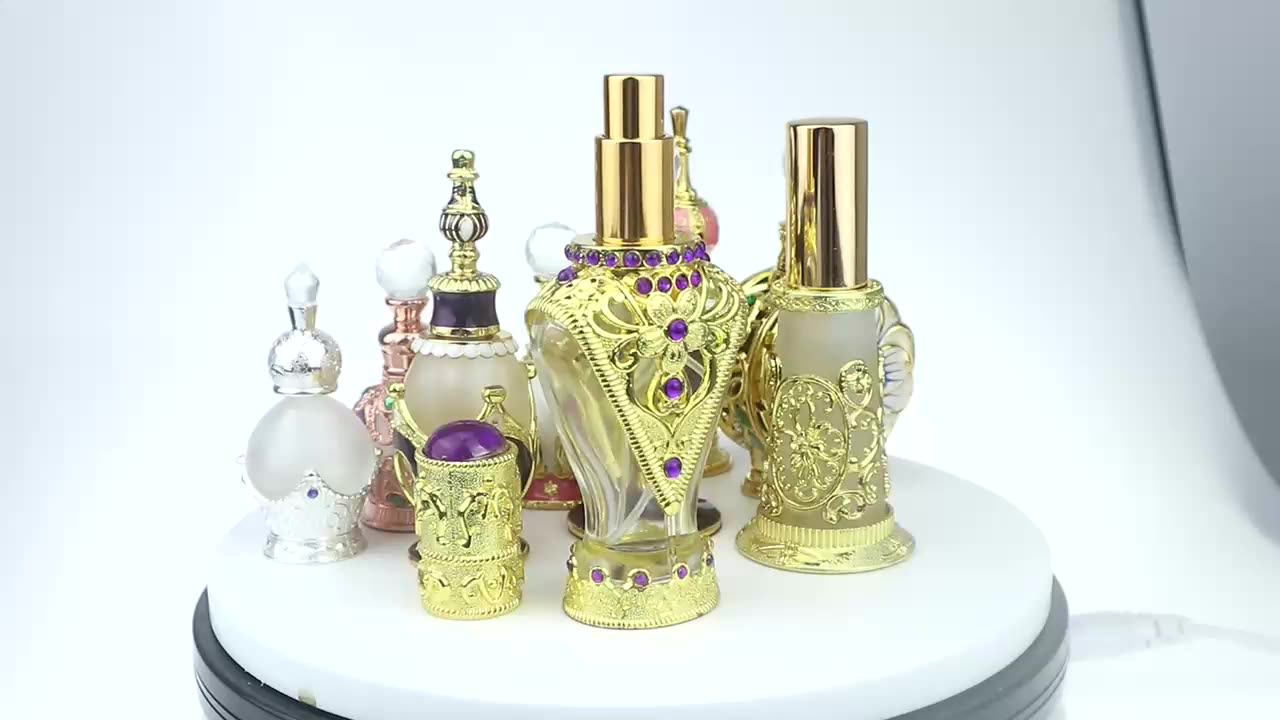 Hot Selling Dubai Style Perfume Bottle 50ml Golden Arabic Essential Oil