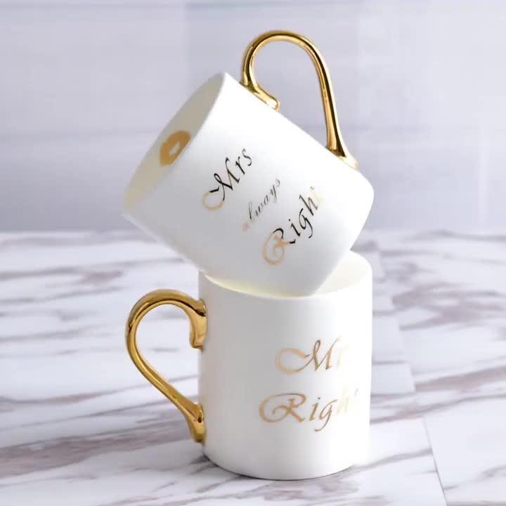 Top Sale Custom Logo Color Mugs Gold Handle Ceramic Mug For Tea Coffee