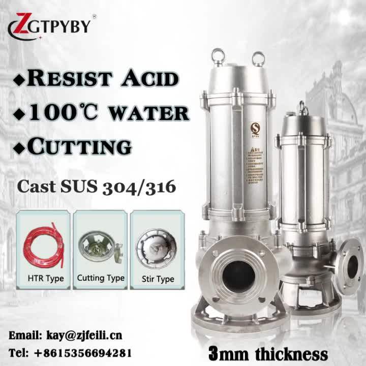 1hp Stainless Steel Submersible Sewage Pump Cost Chemical Dirty Water