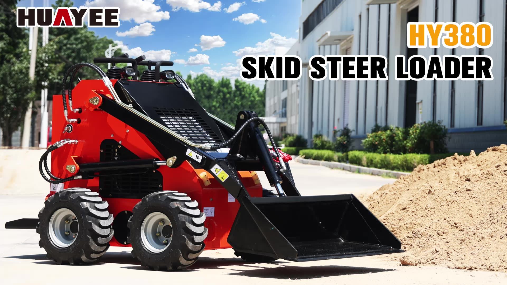 Fast Delivery Skid Loader Hy380 Skid Steer Mini Loader With Sweeper