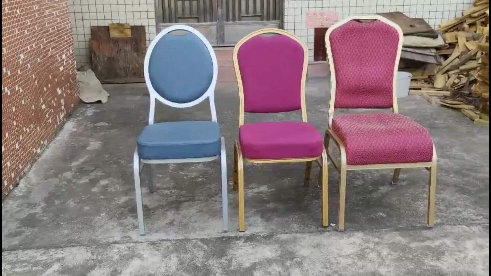 Modern Used Banquet Furniture Stackable Grey Fabric Metal Steel Tube