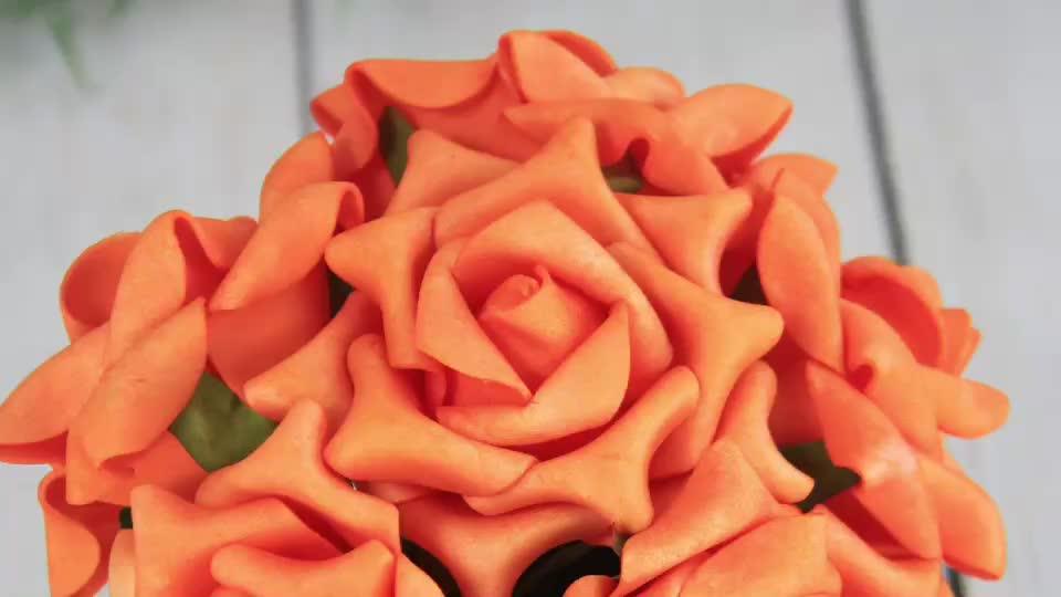 9cm Handmade High Quality Artificial Decorative Wedding Orange Rose
