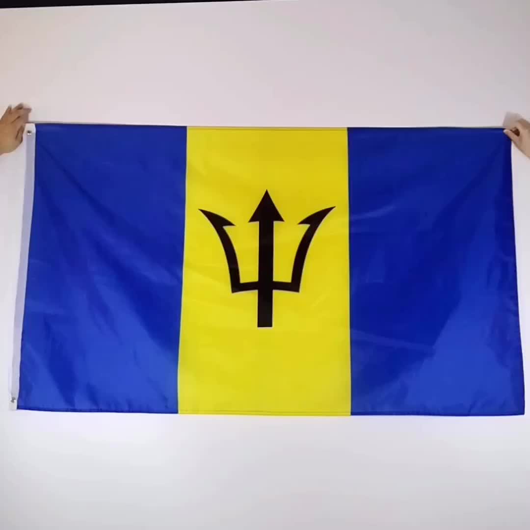 90x150cm National Flag Silk Screen Printing Barbados Flag Buy