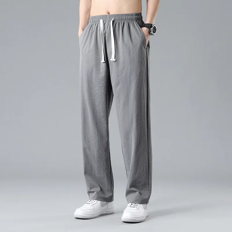 Quick dry trend men's silk summer thin breathable casual trousers