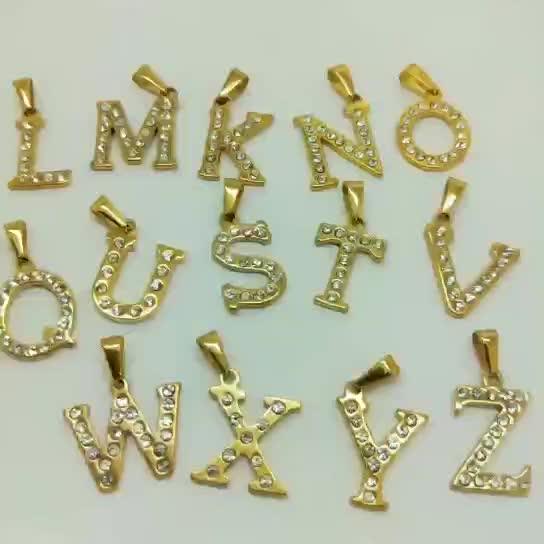 Bulk Wholesale Fashion Charms Alphabet Letter Charm Stainless Steel Letter Gold Pendant Buy
