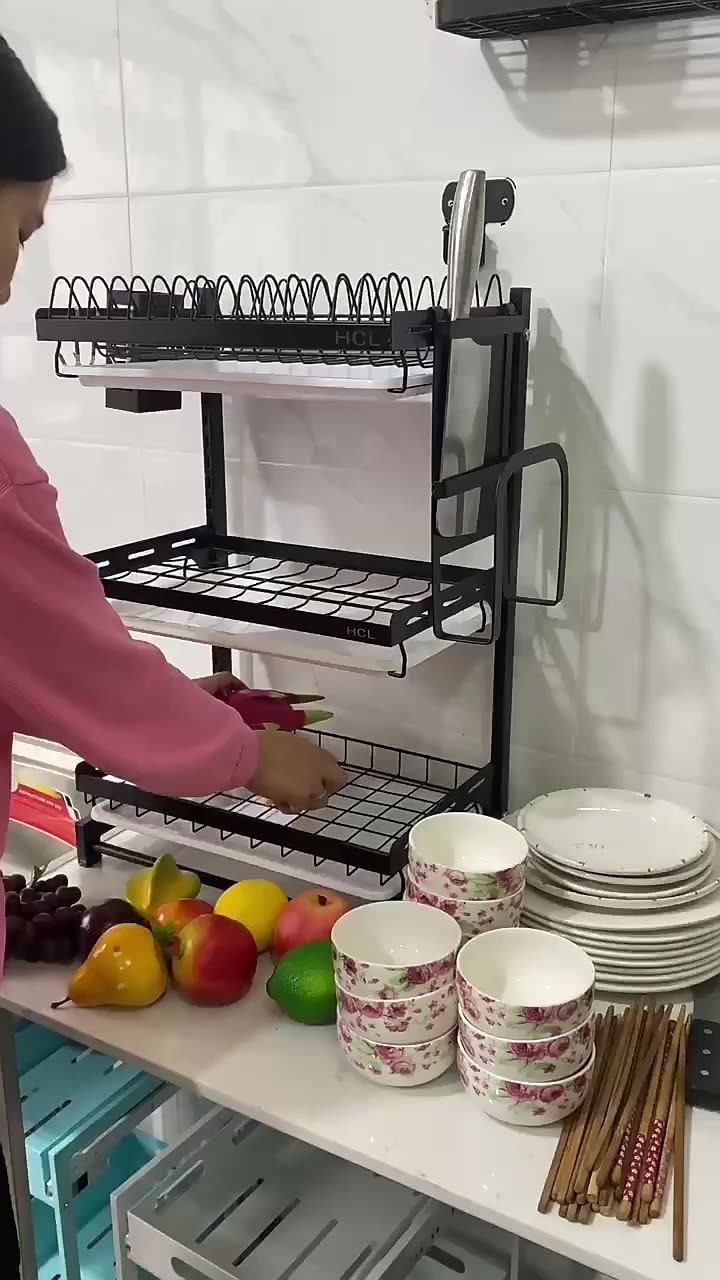 Factory Direct Sales Dish Racks Hanging Sink 2 Tier With Tray Bowl Wall