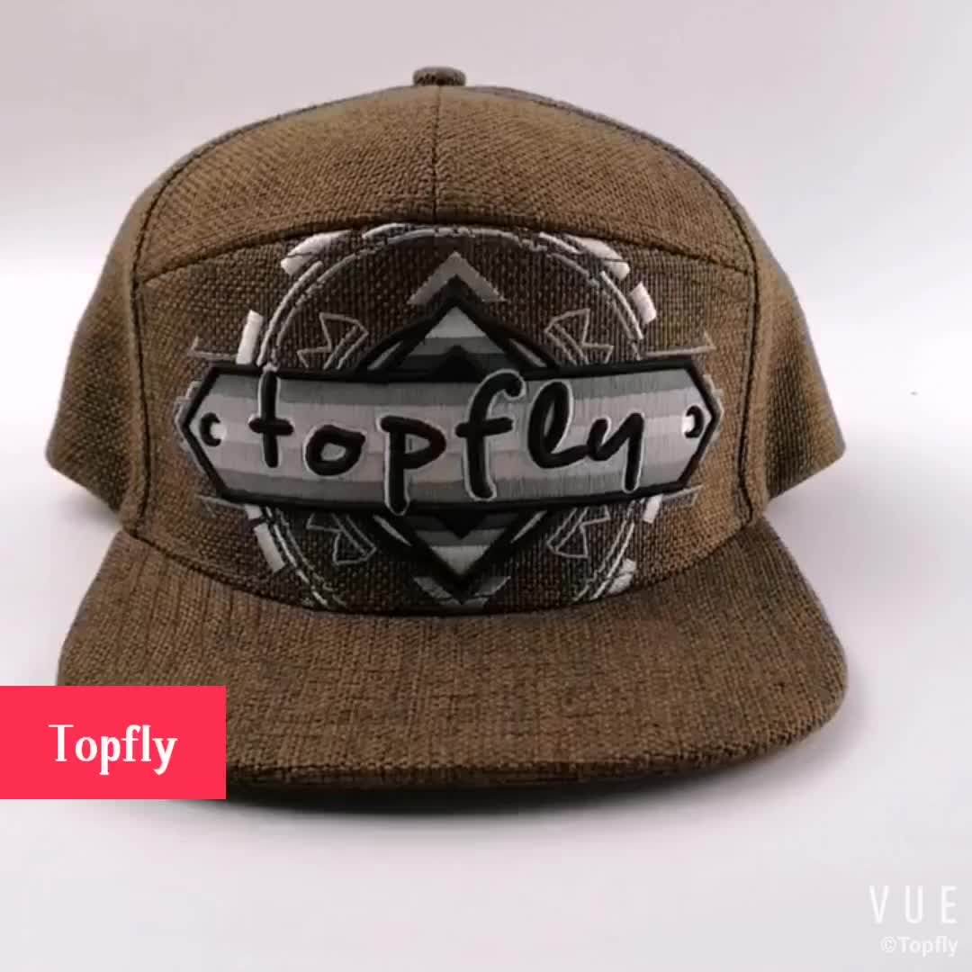 Wholesale Hemp Hat Adjustable Back Closure 3d Embroidery Snapback Cap
