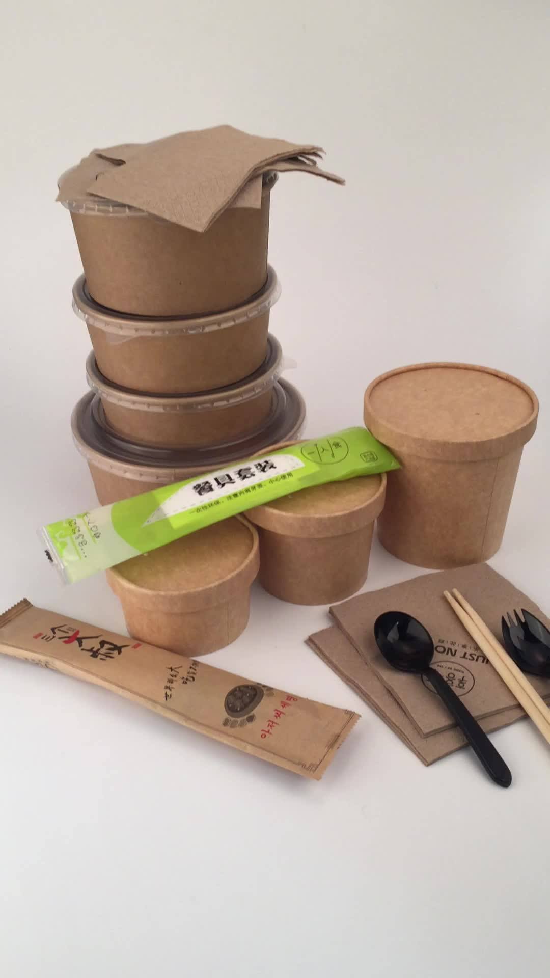 Wholesale Disposable Cup 8oz 24oz 750ml Microwavable Kraft Round Lunch