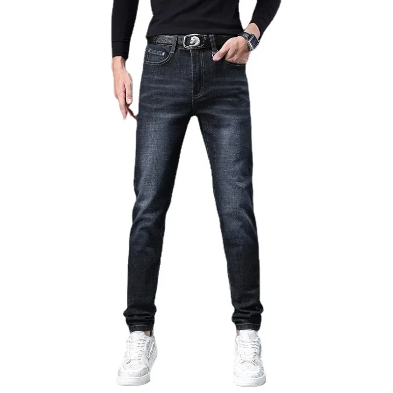 Осенние синие джинсы, casual брюки, Slim fit