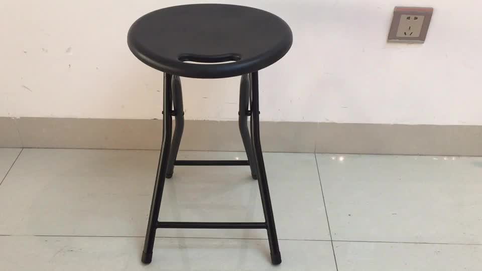 Portable Metal And Round Plastic Seat Folding Stool Light Weight