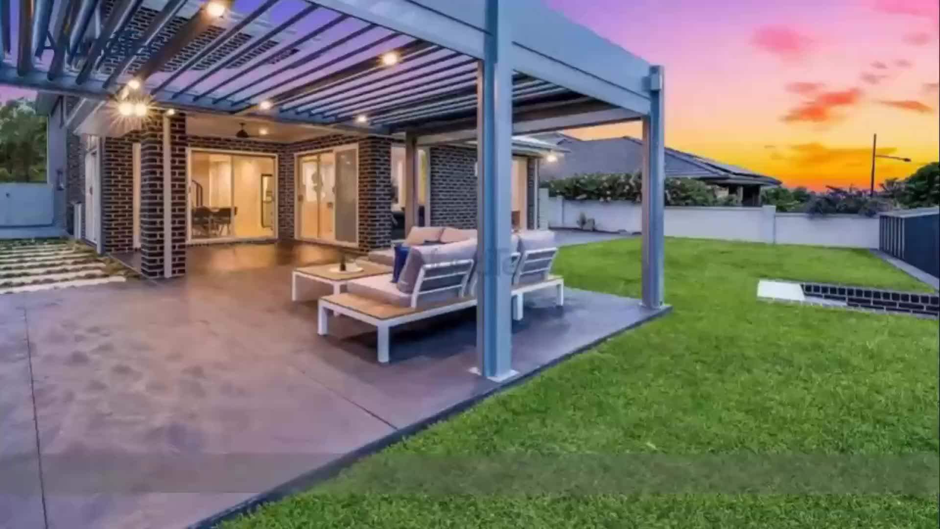 Motorized Waterproof Aluminum Louvered Pergola With Led Strip Lights