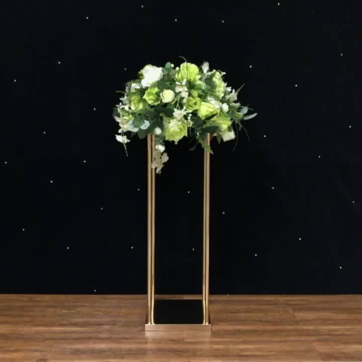 10pcs 80 Cm Tall Electroplated Gold Metal Flower Stand For Wedding And