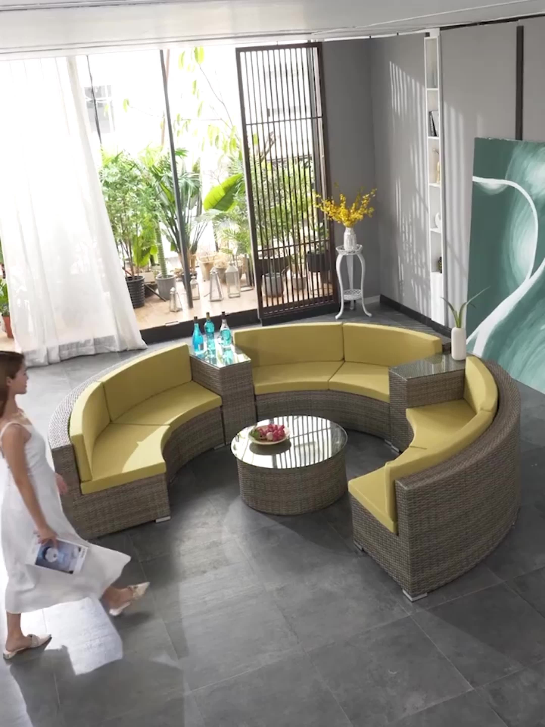 Garden Sofa Corner Clearance Sale Hotel Outdoor Semicircle Aluminium