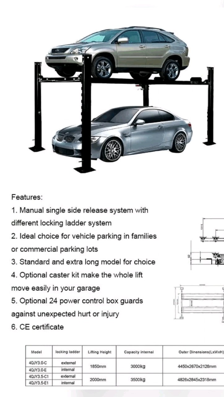 Dengshu Car Parking Lift Hydraulic 4 Post Family Using Buy Car