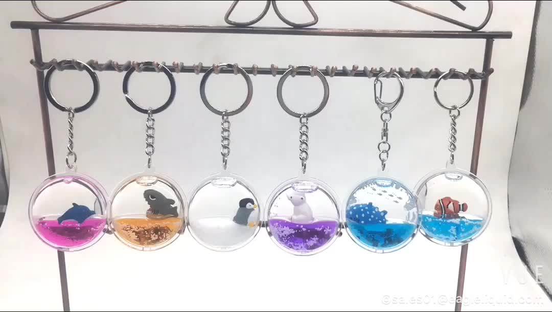 Mini Water Globe Round Shape Small Plastic Keychains With Sparkle Buy