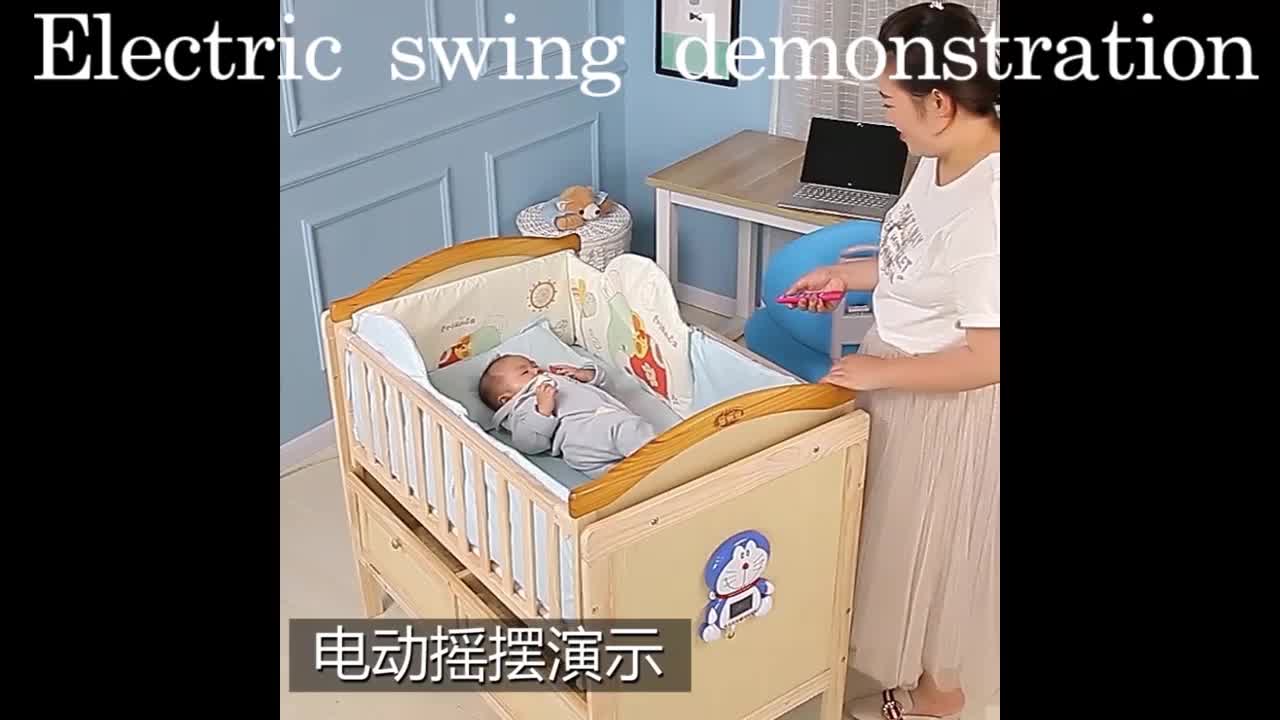 Factory Price Wooden Material Electronic Swing Bed Baby Vibrator