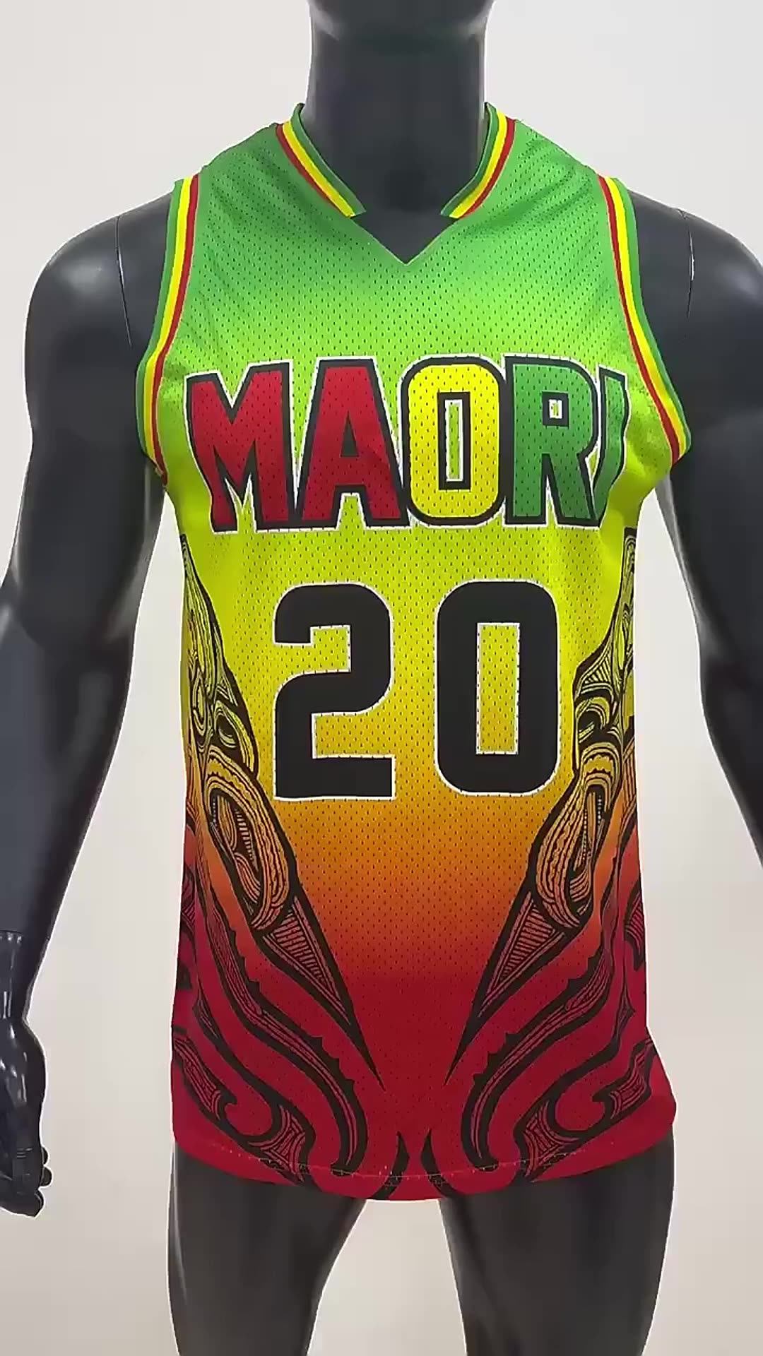 Pure 2024 Sublimation Maori Design Mens Basketball Team Jersey Custom Basketball Jersey Set