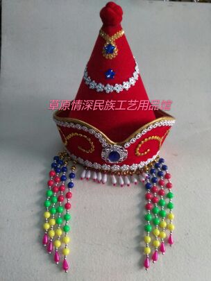 Mongolian hat adult female cap princess cap gog hat dance performance Mongolian clothing assembly headwear minority hat