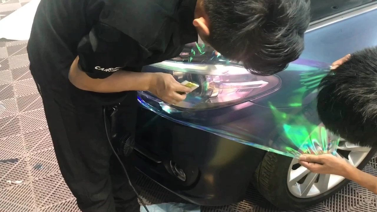 Light Black Vinyl Sticker For Car Headlight Wraps Light Blue Car Light