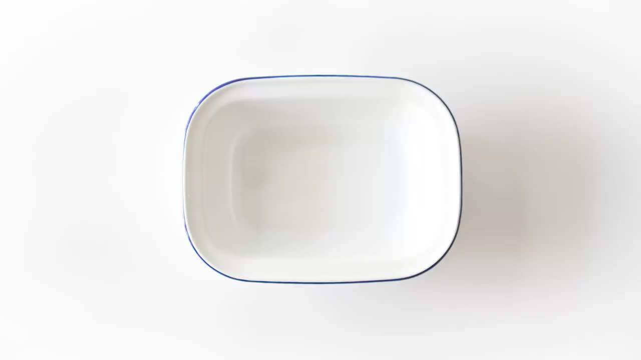 Multi Functional Enamel Butter Dish Box Butter Keeper Container With