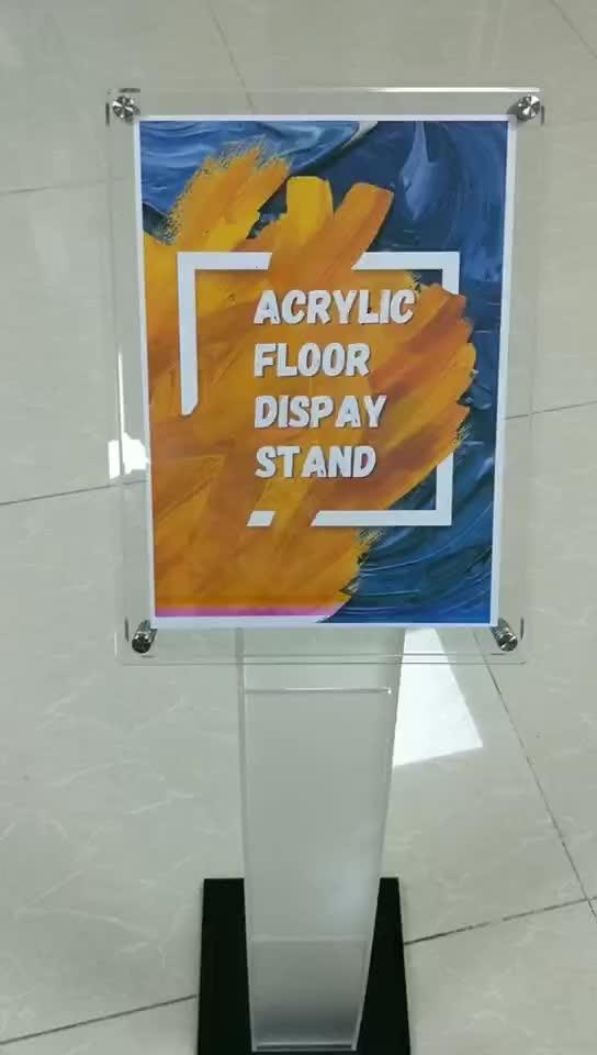 Acrylic Floor Stand Display Advertising Brochure Sign Holder For Hotel