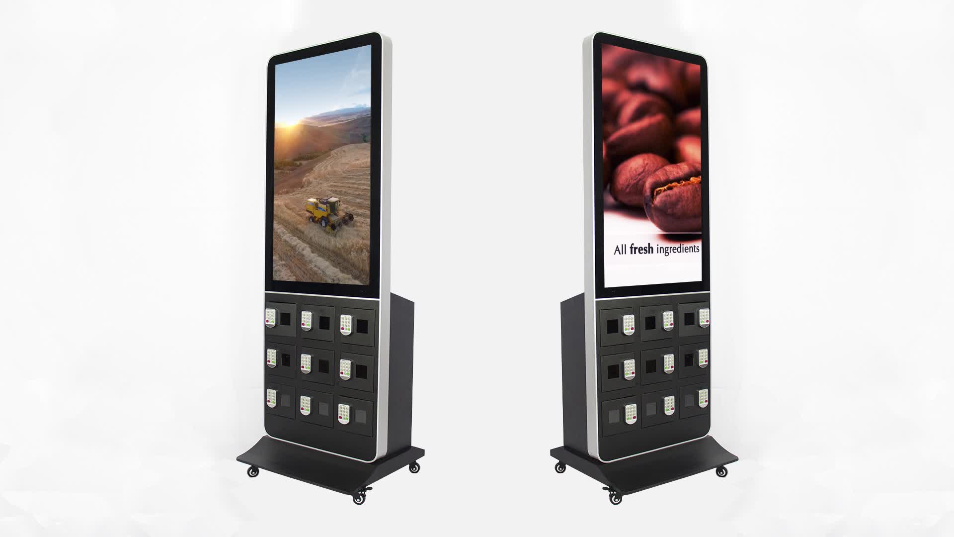 Floor Stand Hd Screen Digital Signage Mobile Cell Phone Charging