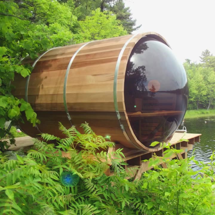 Panoramic Window Western Cedar Barrel Sauna 6 Person With Wood Burning Heater Buy Cedar Barrel