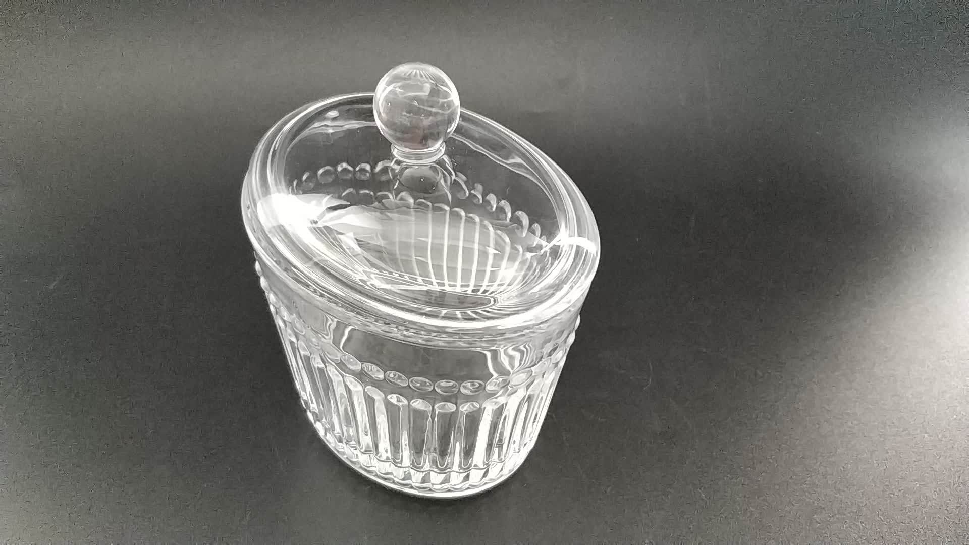 Oval Shape Crystal Glass Container Jar With Ribbed Pattern Buy Oval