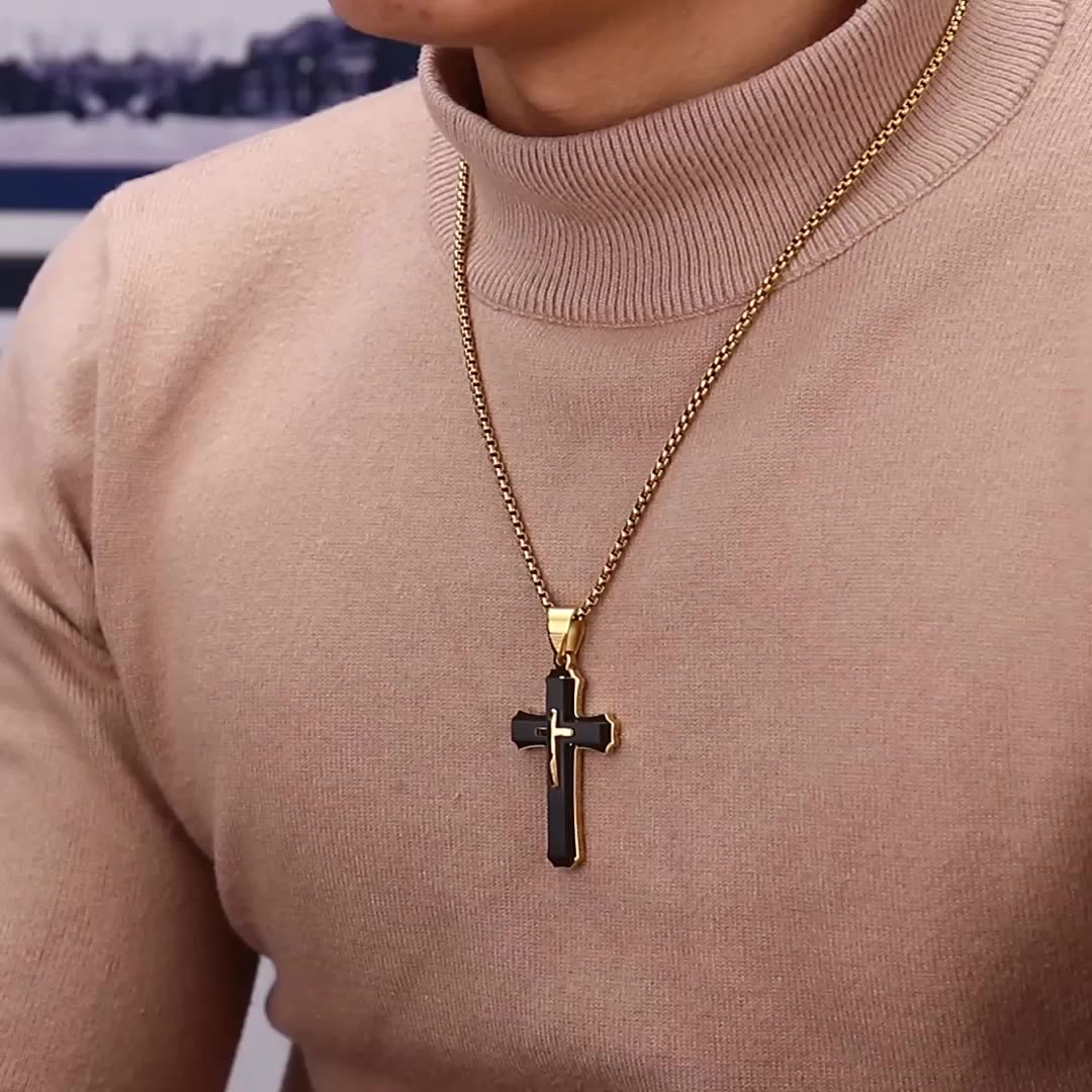 Titanium Steel Cross Pendant Necklace 