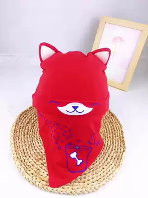 Newborn baby Spring and Autumn Cotton Tire Hat Thin Baby New Year Red Festive Hats Triangle Set