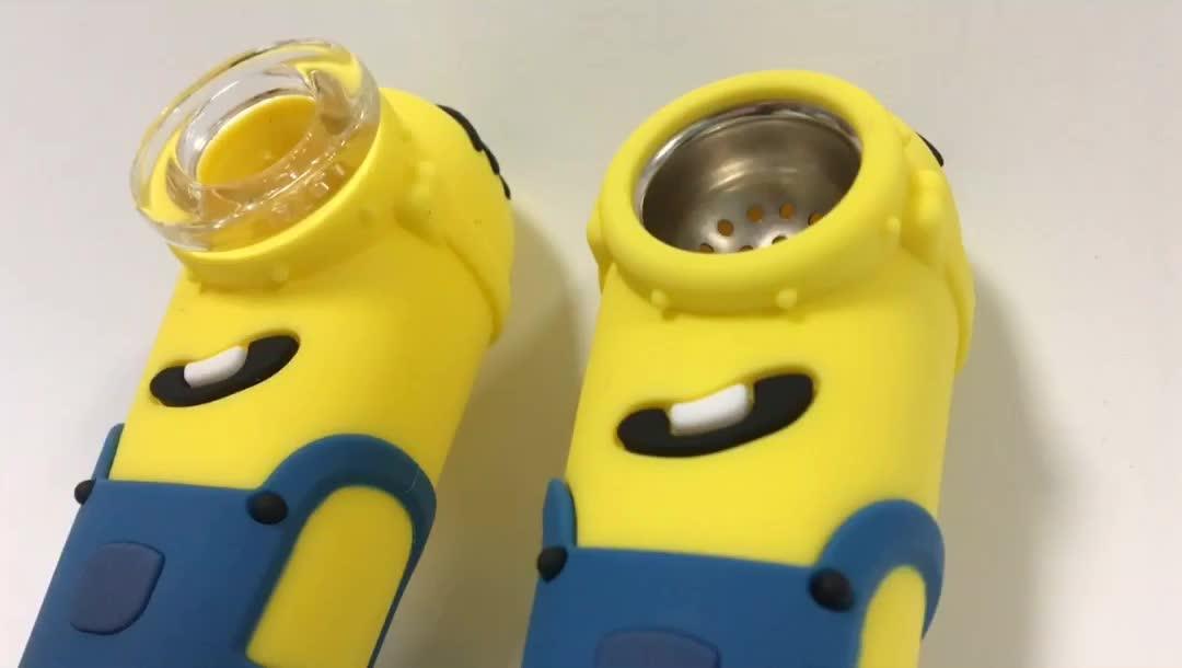 Mini Funny Minions Silicone Tobacco Pipes Water Pipes Glass Pipes