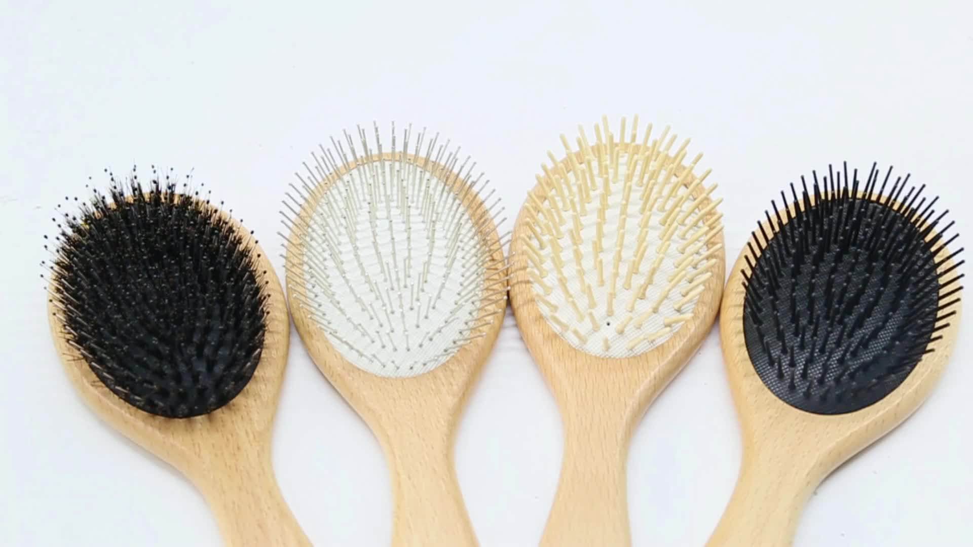 Luxury High Quality Green Sanda Wooden Boar Bristle Luxus Hairbrush