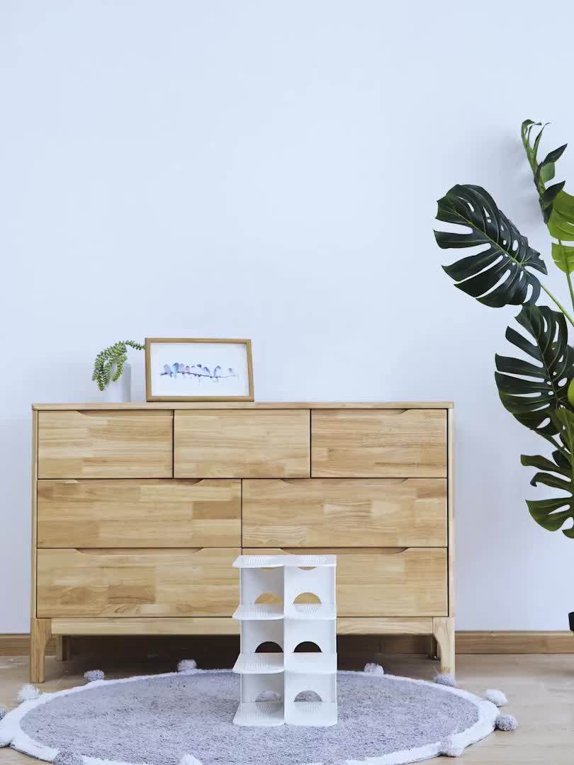 Collapsible Simple Designs Adjustable 6 Tiers Smart Folding White