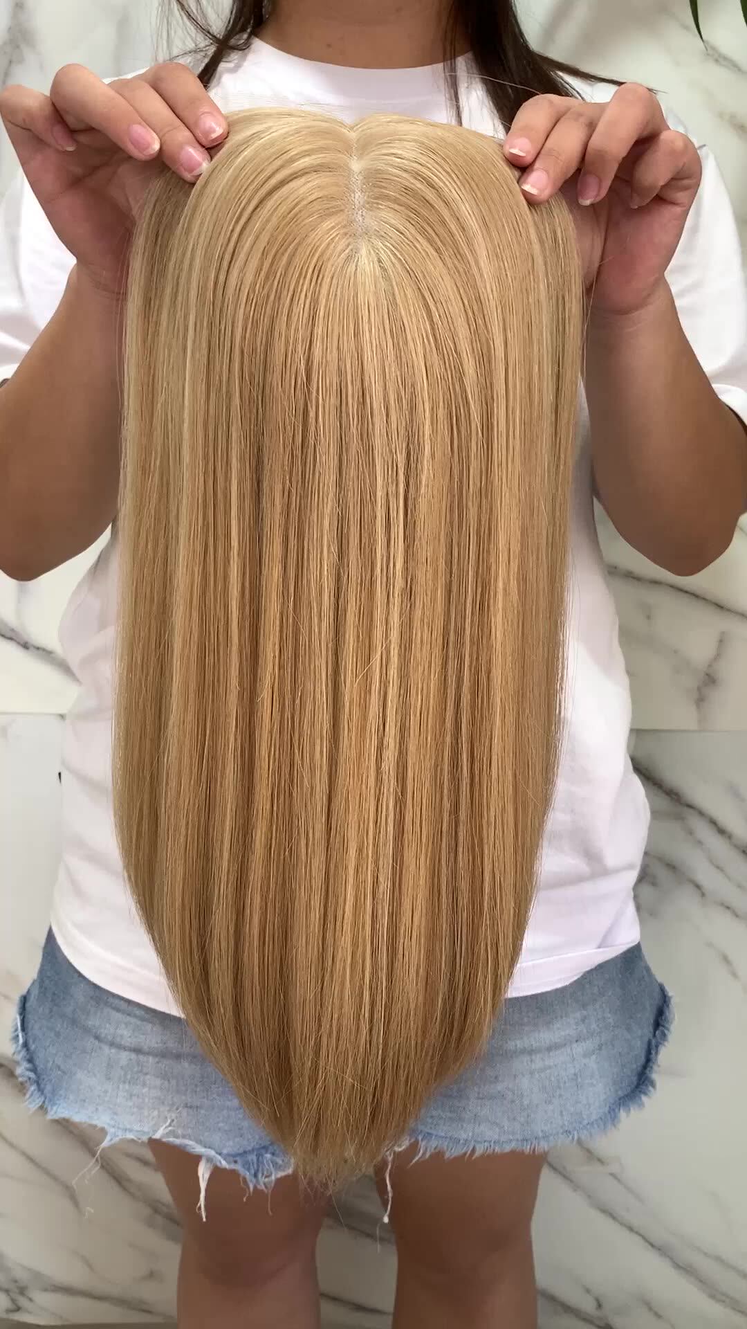 Luxury Single Donor Hair Wig Highlight Blonde Straight Virgin Cuticle