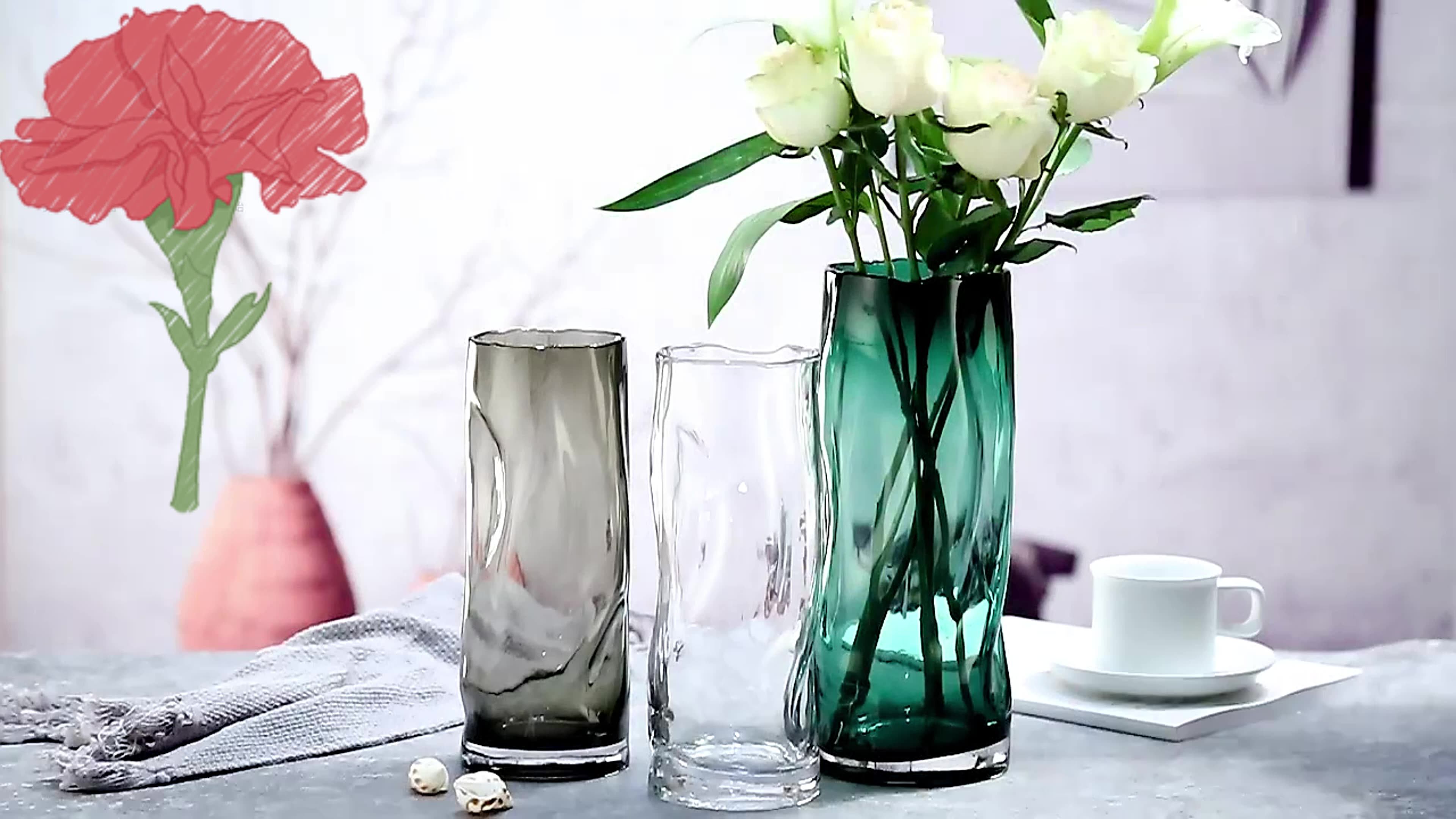 Square Transparent Clear Large Big Square Glass Vase Living Room Modern Decoration Geometric