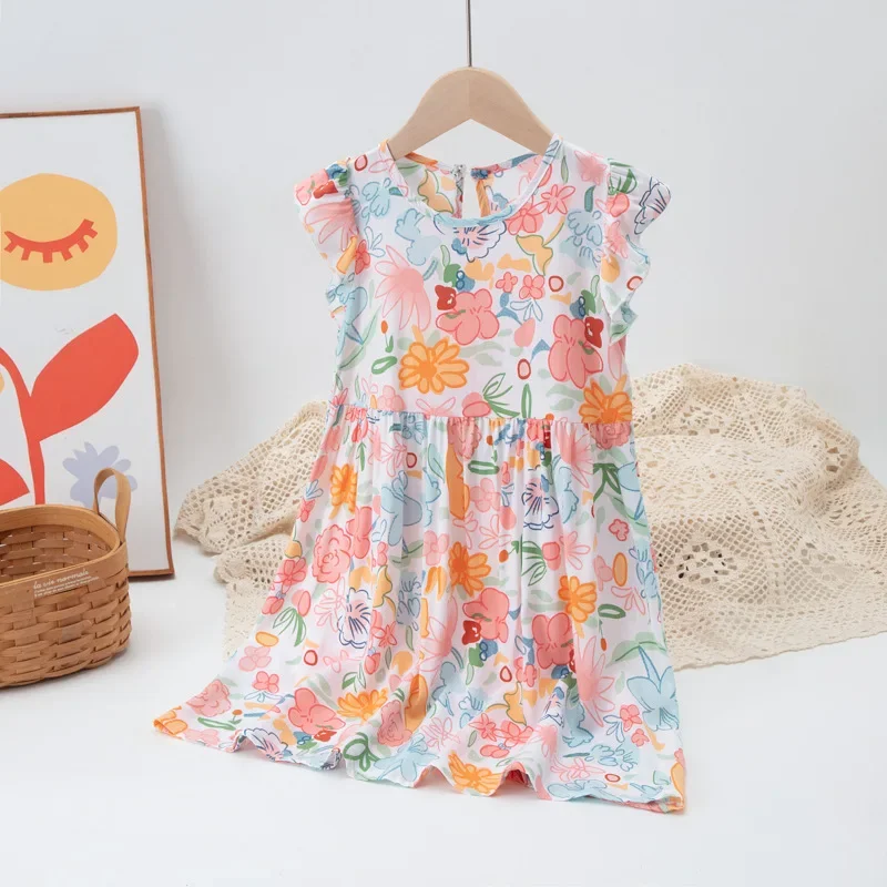 Summer summer clothing, vest, dress, girl's skirt, small princess costume sleevless, flowered