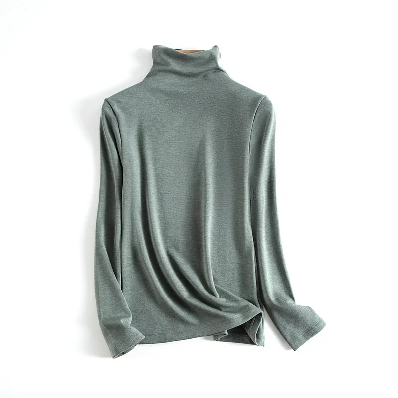 Silk base body-friendly demi-season thin knitted fitted solid color…