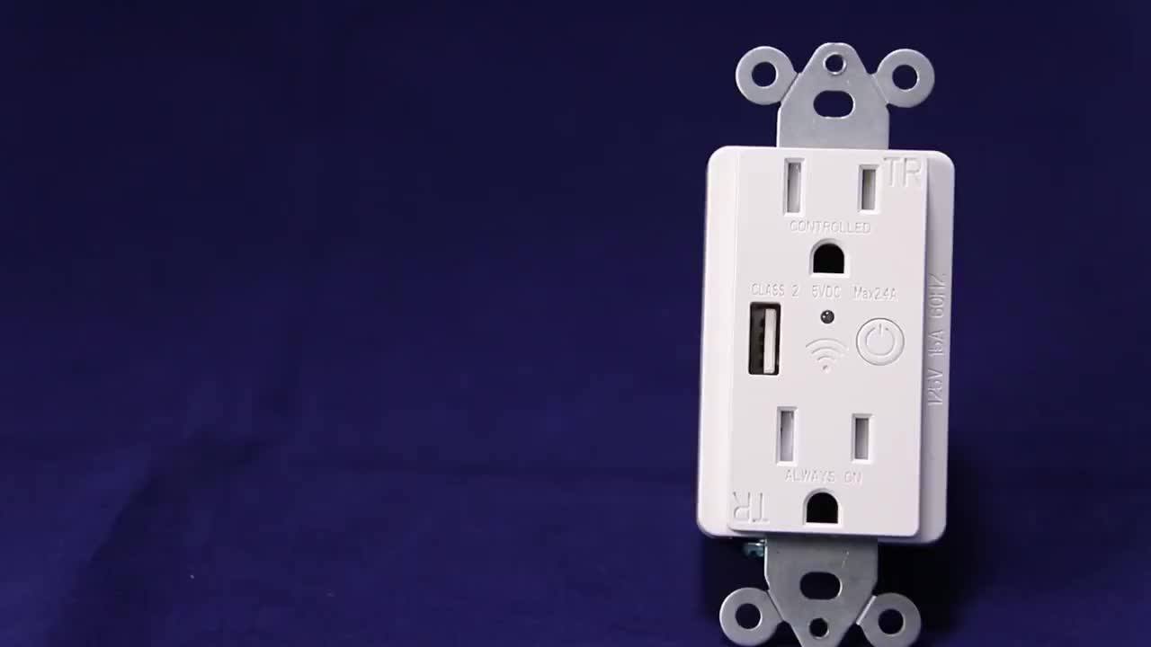 Etl/fcc Smart 125v 15a Tamper Resistant Wifi Usb Wall Outlet Buy Wifi Wall Outlet Usb,Wifi