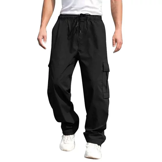 Amazon New Men's Overalls European and American Men's Loose Straight Casual Pants Men's Overalls Pocket Pants