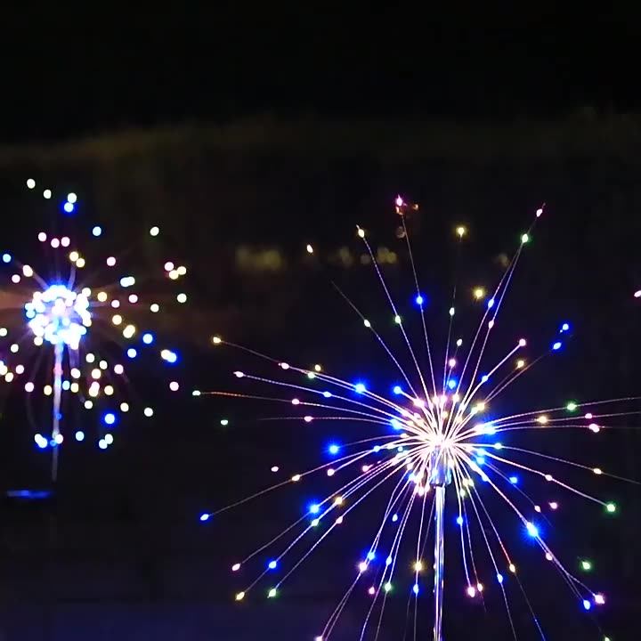 LED太阳能地插烟花灯铜线灯满天星彩灯庭院灯户外防水装饰草坪灯-阿里巴巴