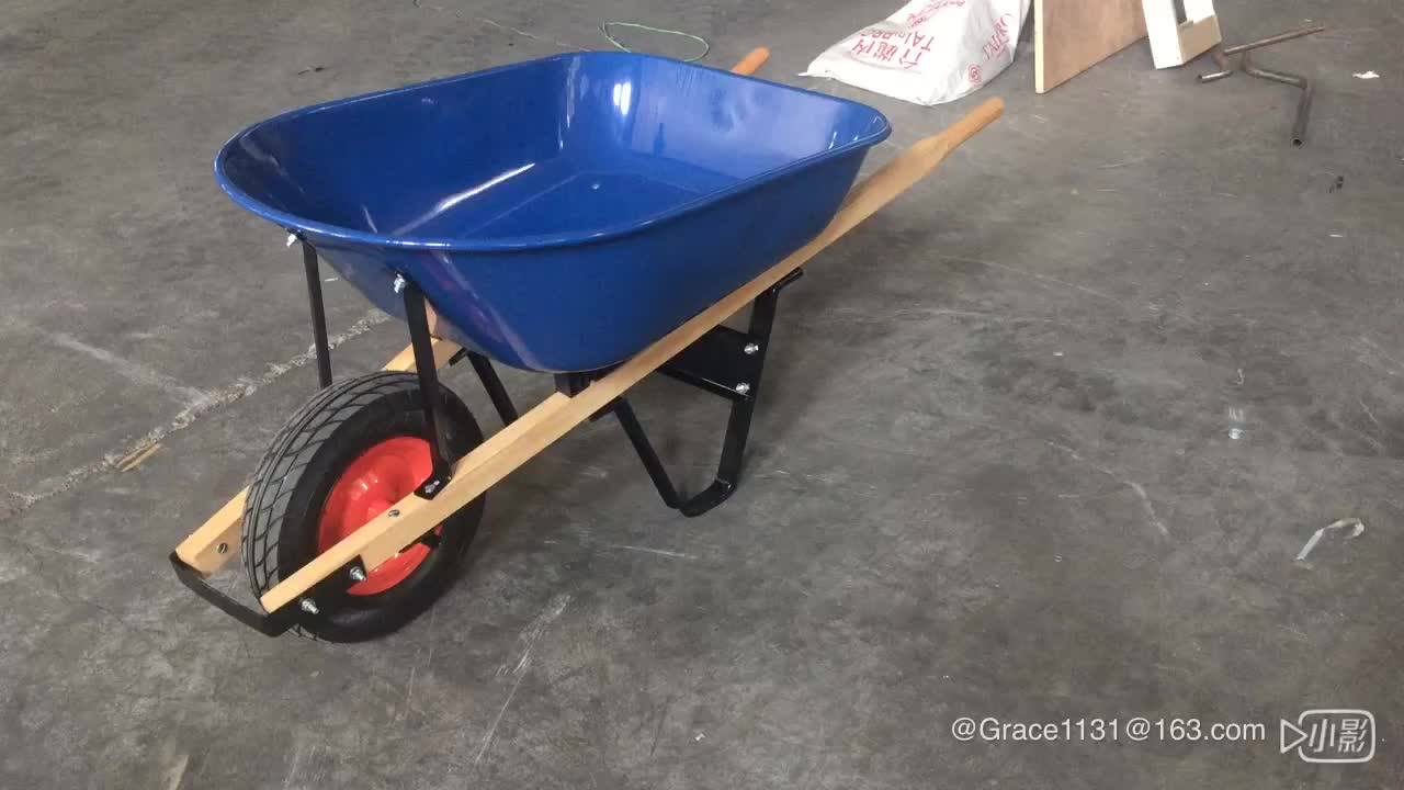 Heavy Duty Construction Wheelbarrow With Wooden Handle Garden