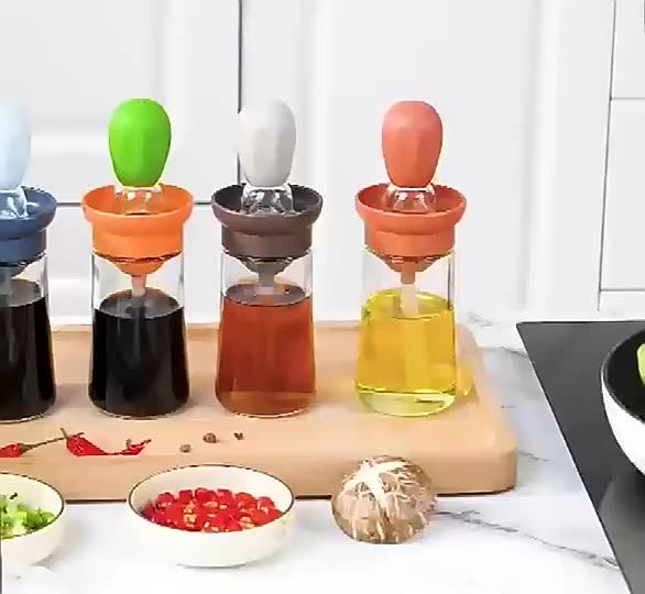 Glass Olive Oil Dispenser Brush 2 In 1 Portable Oil Dispenser Silicone Brush High Quality Oil