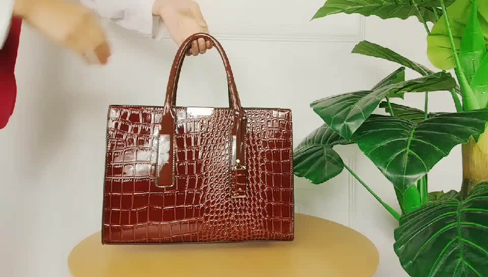 Ladies Tote Briefcase Handbag Fashion Crocodile Pattern