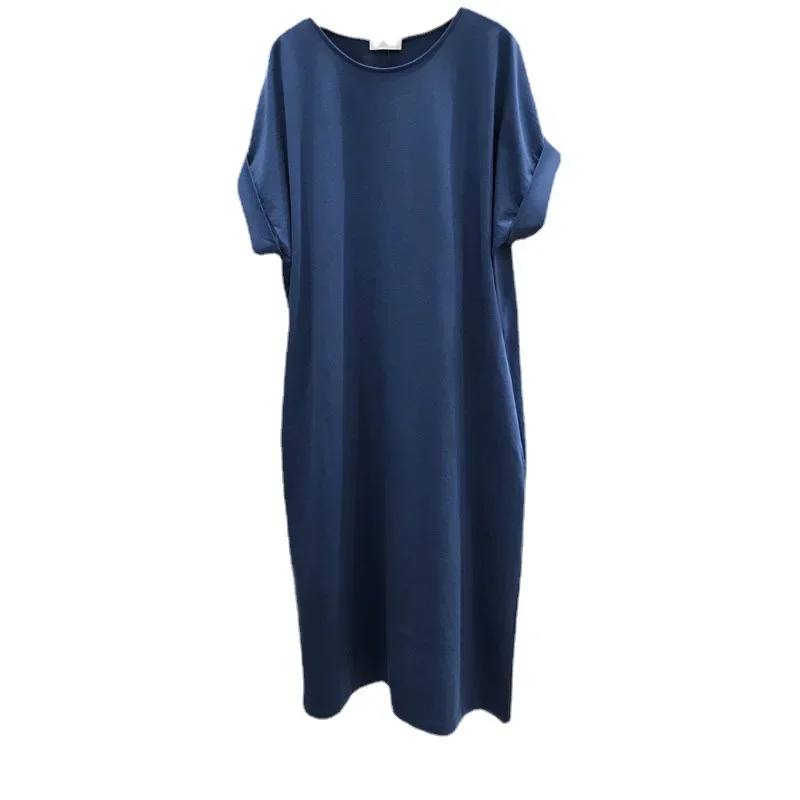 Women's Loose Medium-Length Knee-Length Lazy Cotton Dress with Short Sleeve T-shirt - New Arrival 2025 Summer from Dongdaemun, Korea
