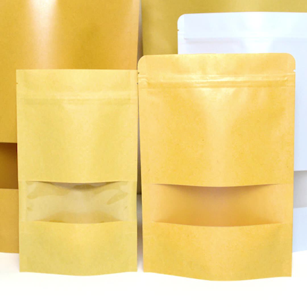 Mylar Bags 3.5g Smell Proof White Craft Paper Standing Pouches Food