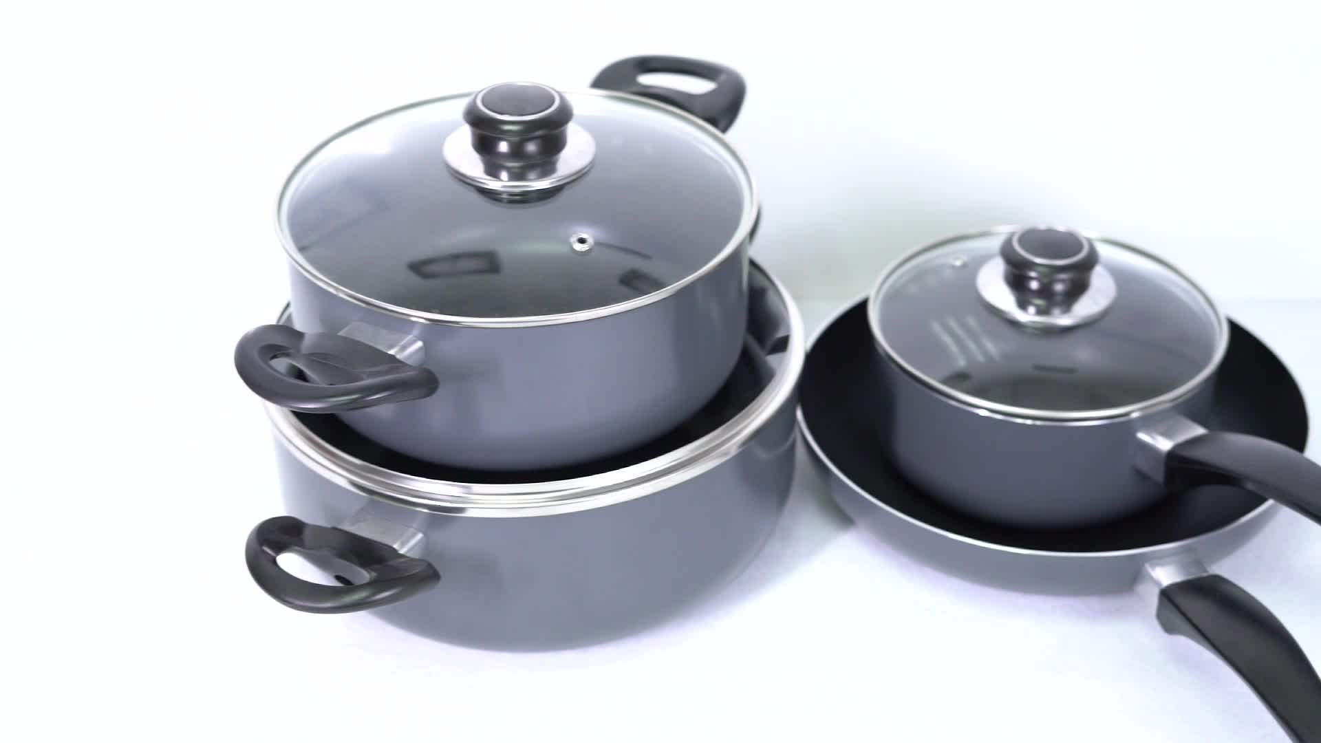 Ecofriendly Customized Promotional Kitchen Cookware Pot And Pan Set Aluminium Cooking Pot Set