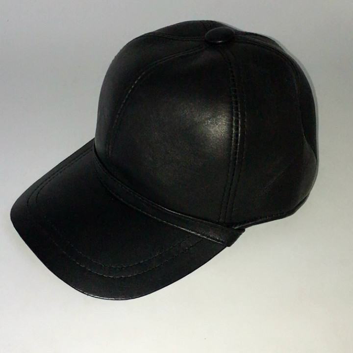 Blank Black Genuine Leather 6 Panel Baseball Cap For Women Men Buy