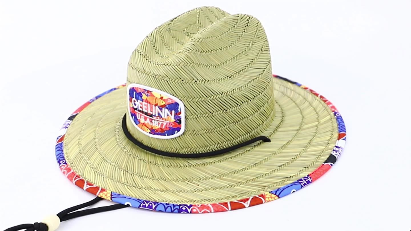 Custom High Quality Wide Brim Fishing Straw Surf Hat Mens Sombrero De